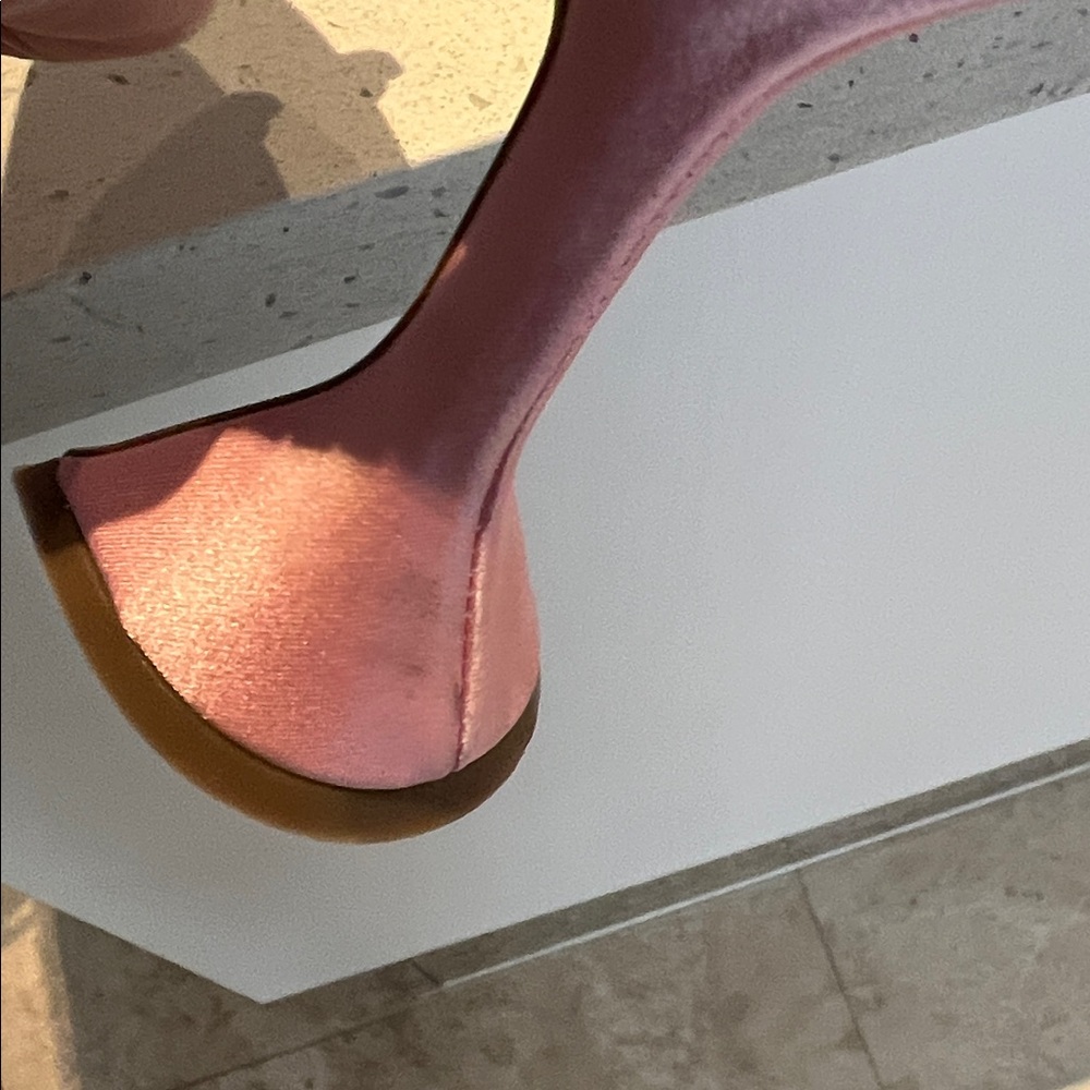 Amina Muaddi Gilda Satin Crystal Embellishments Heels - Picture 5 of 9